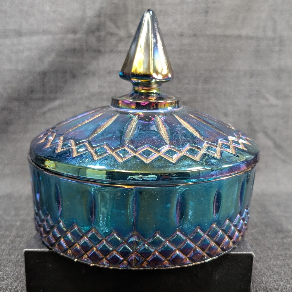 Vintage Indiana Blue Carnival Glass Candy Dish